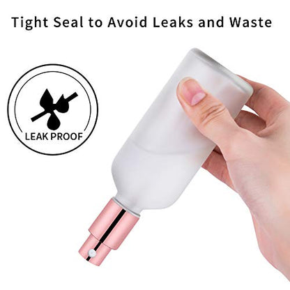 Small Glass Spray Bottle, 3.4oz, 2 Pack | Perfume Atomizer, Fine Mist - color: Rose Gold Frosted