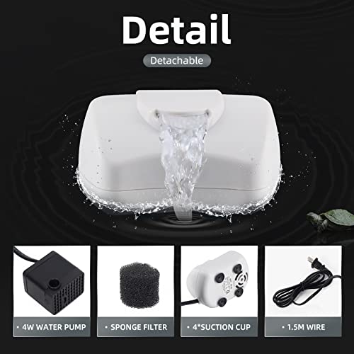 Turtle Filter, Low Water Level Aquarium Filter | Ultra Quiet, 0.6" Min Water Level, 80 GPH, Frog & Reptile Tank, 4W Energy Saving - size: 0.6 inch