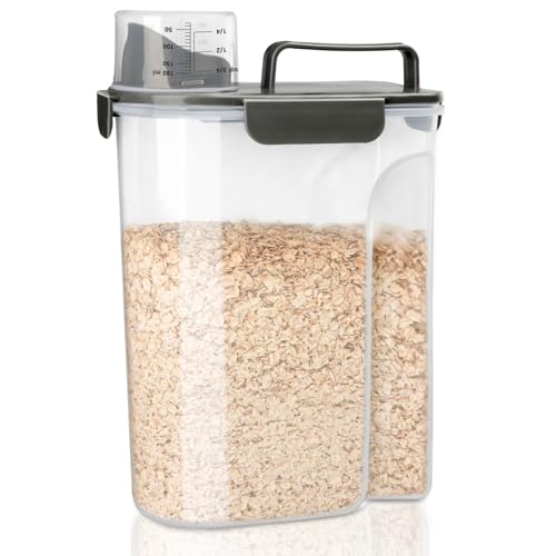 Rice Container, Airtight Rice Storage Container 10lb, Cereal Containers Storage, BPA Free Food Dispenser with Pouring Spout Handle for Flour Pasta Grain, Pet Dog Cat Bird Food Storage Container - color: 10lb Grey