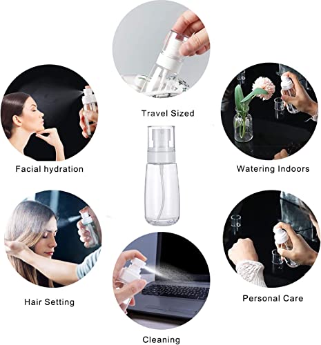 Empty Fine Mist Spray Bottle Travel Refillable Perfume Container Small Cosmetic Plastic Bottle for Face Hair Makeup 2 Pack - color: 3.4oz - Pack 2