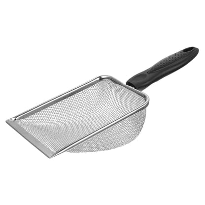 Healeved Stainless Steel Reptile Substrate Shovel Fine 6-mesh 3.8x3.8mm for Efficient Bearded Dragon Tank Cleaner, Featuring Arched Blade and Curved Shovel Face for Desert Terrariums