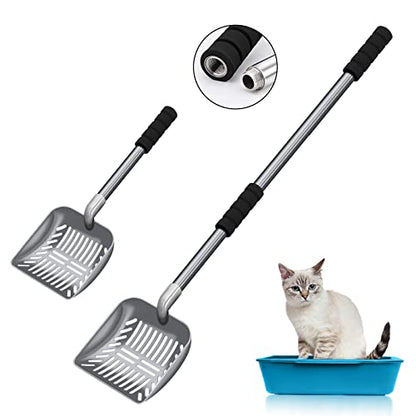 Cat Litter Scoop,Metal Long Handle Kitty Litter Coop Scooper,Heavy Duty Cats Pooper for Litter Box Pet Poop Shovel,Chicken Poop Scooper 32inch