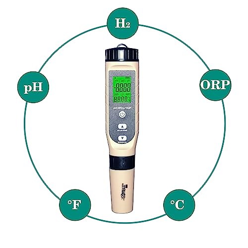 4-in-1 Digital pH/ORP / H2 / Temp Meter with ATC, 0.01 Resolution High Accuracy Hydrogen Concentration Tester for Drinking Water Hydroponics Aquariums Swimming Pool Laboratory - style: 4-in-1 liquid tester pH/ORP/H2/Temp