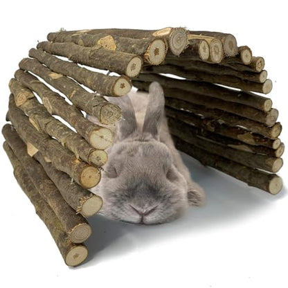 Hamiledyi Bunny Extra Large Ladder, 11.8 in X 20 in Wooden DIY Toy Rodents Chewing & Climbing Bridge Chinchillas Cage Tunnel/Hideout/Hut/Ramp/Divider for Small Animal Guinea Pig - size: M
