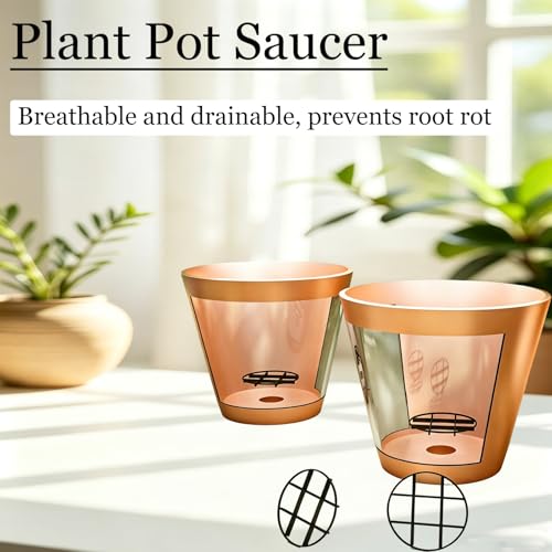 10 Pcs 4.72in Plant Pot Mesh Drainage Disc, PP Plastic Flower Pot Bottom Riser Allows Water Flow & Air Circulation Root Rot Prevention Plants For Patios Balconies Gardens Apartments