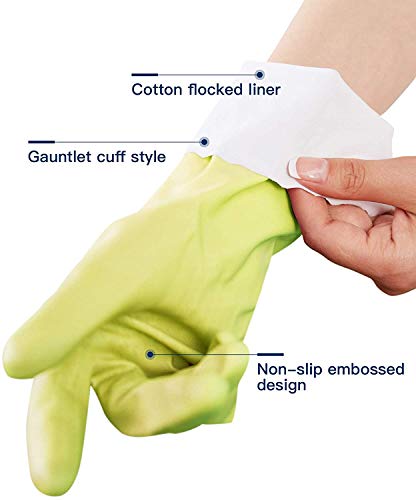 LANON wahoo Cleaning Gloves with Cotton Flocked Liner,Bud Tender,Medium | Skin-Friendly,Dish Washing,Reusable,Latex Free,DEHP-Free,Non-Slip,Dishwashing Household Kitchen Gloves - color: Bud Tender, size: Medium (Pack of 1)