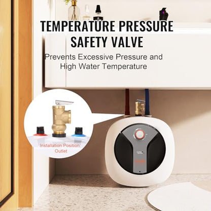 VEVOR Electric Mini-Tank Water Heater 4-Gallon Tank, 1440W Hot Water Boiler Storage, Safety Temperature Pressure Valve Easy Install, for Kichen Bathroom Restaurant, Shelf Wall Mounted - size: 4gal Upgraded Panel