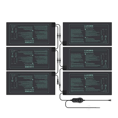LUXBIRD 6 Pack 30W Seedling Heating Mats 10" x 20.75" with Thermostat Controller, Idea for Seed Starting, Germination, Greenhouse (LB-HT06) - size: 6 Pack-10x20.75