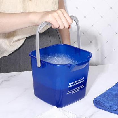Roshtia 6 Pcs 6 Quart Cleaning Bucket Small Sanitizing Square Bucket Detergent Pail for Home Commercial Restaurant Kitchen Office School (Blue) - color: Blue