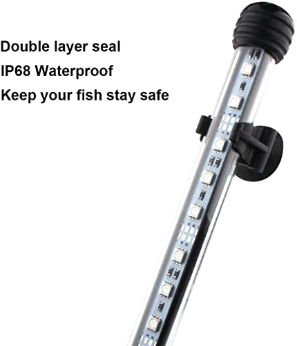 LED Aquarium Light, 2 Pack 15 inches Fish Tank Light RGB Color Underwater Light Submersible Crystal Glass Lights, 42 LED Beads, Brightness Adjustable Memory Function, LED Light bar Stick - size: 2 Pack 15Inch