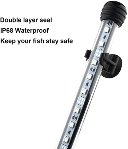 LED Aquarium Light, 2 Pack 15 inches Fish Tank Light RGB Color Underwater Light Submersible Crystal Glass Lights, 42 LED Beads, Brightness Adjustable Memory Function, LED Light bar Stick - size: 2 Pack 15Inch