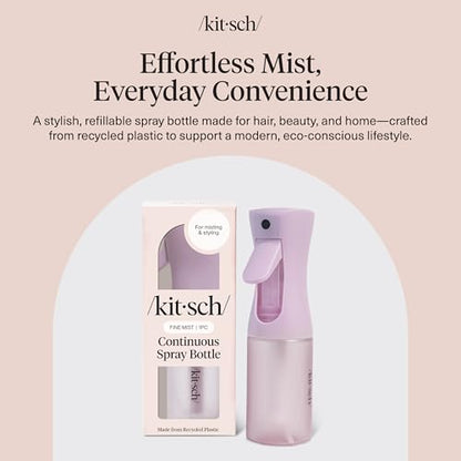 Kitsch Continuous Spray Bottle for Hair – Sheer Violet, 150ml | Fine Mister Spray Bottle & Water Spray Bottle – Recycled Hair Spray Bottle – Spray Bottles for Cleaning, Styling, & More - color: Sheer Violet