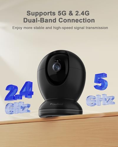 usogood 4MP Pet Camera with Phone App, 2.4G & 5G WiFi Indoor Security Camera for Home Security, 360° AI Motion Detection and Tracking, 2-Way Talk, Night Vision, Detection Alarm - color: black