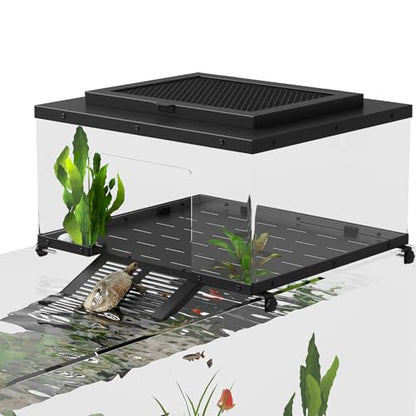 Erinnyees Turtle Basking Platform for Aquatic Turtles, Stainless Steel Large Turtle Dock with Extended Ramp & Flip-Open Mesh Door,Fits 18.5-21'' Wide Aquariums, Extra Large - size: EXTRA LARGE(Fits Tank Width 18.5"-21")