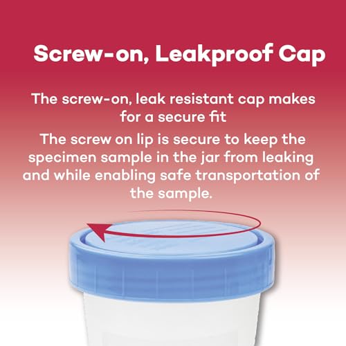 Dealmed Urine Specimen Cups with Lids - Non-Sterile, 4 oz, 500 Count | Polypropylene Construction, Screw-On Leak Resistant Cap, Single Use, For Clinics And Labs, Liquid Or Solid Samples