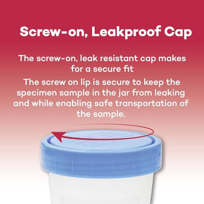 Dealmed Urine Specimen Cups with Lids - Non-Sterile, 4 oz, 500 Count | Polypropylene Construction, Screw-On Leak Resistant Cap, Single Use, For Clinics And Labs, Liquid Or Solid Samples