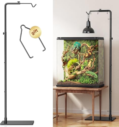 Reptile Heat Lamp Stand, Adjustable 21"-62"H Light Holder, Heavy Base | Heavy Duty, Wide Compatibility for Bearded Dragon, Turtle, Snake, Lizard, Terrarium Tank or Aquarium Use - size: 62" Height