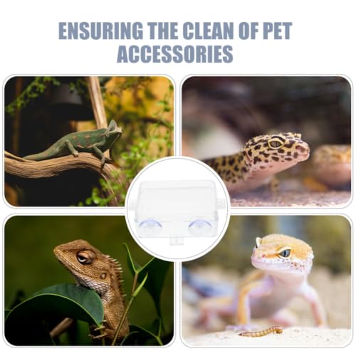 Plastic Reptile Feeding Bowl with Suction Cup for Escape Prevention, Sturdy Lizard and Snake Feeder, Versatile Use in Terrariums and Gecko Habitats