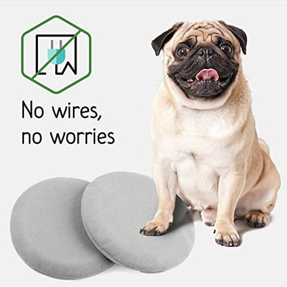 Evergreen Pet Supplies Microwavable Heating Disc for Pets - 2 Pack, X-Large, Round, Gray - Heat Discs with Washable Cover, Up to 8 Hours Warmth & No Electric Cord