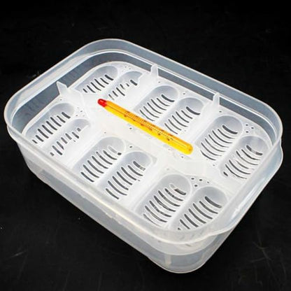 Reptile Incubation Box Reptile Incubator Egg Tray Hatching Box with 12 Grids for Turtle Gecko Lizards Mane Reptile Egg Incubators