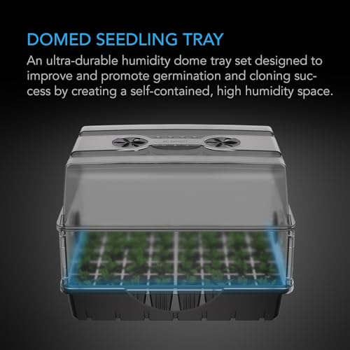 AC Infinity Humidity Dome, Heavy-Duty Germination Kit with 3 mm Thick Dome, Sturdy Drip Tray, 5x8 Cell Seedling Tray, and Vented Height Extension Panels, for Seed Starting, Propagation, Cloning Plants | Dome, Sturdy Drip Tray, 5x8 Cell Seedling Tray, Vent