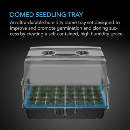 AC Infinity Humidity Dome, Heavy-Duty Germination Kit with 3 mm Thick Dome, Sturdy Drip Tray, 5x8 Cell Seedling Tray, and Vented Height Extension Panels, for Seed Starting, Propagation, Cloning Plants | Dome, Sturdy Drip Tray, 5x8 Cell Seedling Tray, Vent