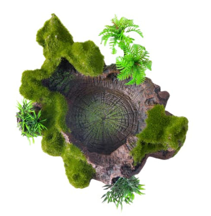 QIRMIZI Reptile Decor, Plastic Reptile Platform with Artificial Plants - Basking Habitat Decor for Lizard, Turtle, Frog, Snake