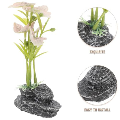 ARTIBETTER Reptile Terrarium Decor Artificial Plants with Fake Leaves Plastic Habitat Decorations for Bearded Dragon Lizard Tank and Hermit Crab Enclosure