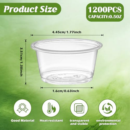 1200PCS 0.5oz Gecko Food Cups | Durable Plastic Leak-Proof Reptile Feeder Cups - for Geckos, Lizards & Small Pets | Multi-Purpose for Terrarium Daily Feeding(0.5oz) - size: 1200PCS
