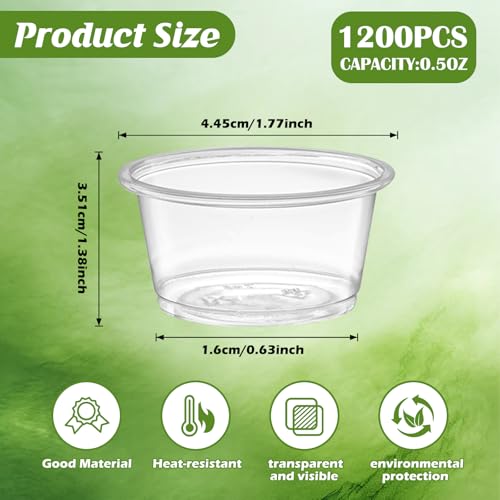 1200PCS 0.5oz Gecko Food Cups | Durable Plastic Leak-Proof Reptile Feeder Cups - for Geckos, Lizards & Small Pets | Multi-Purpose for Terrarium Daily Feeding(0.5oz) - size: 1200PCS