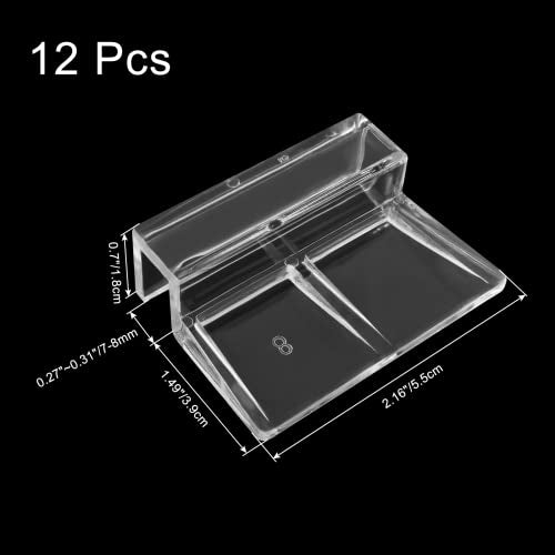 Aquarium Lid Clips, 8MM, 12 Pack | DIY Aquarium Lid Holder, Clear Acrylic, Fish Tank Support, Aquarium Glass Holder - size: 8MM