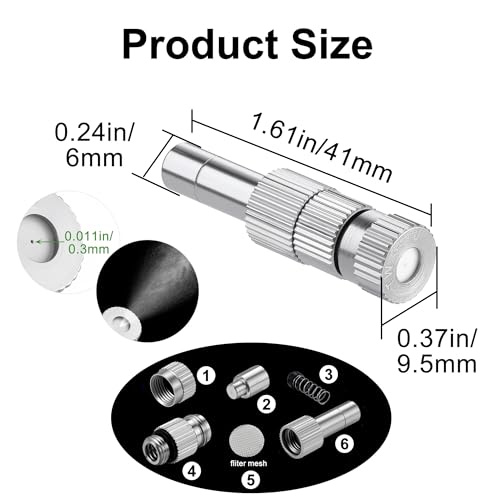 20 Pcs Brass Misting Nozzles Mister Replacement Nozzles with Filter Mesh | Fit 1/4" Water Misting Nozzle Tees, 0.012"/0.3mm Orifice Misting System Heads Sprayer for Outdoor Cooling System - style: Mister Heads 20 Pcs