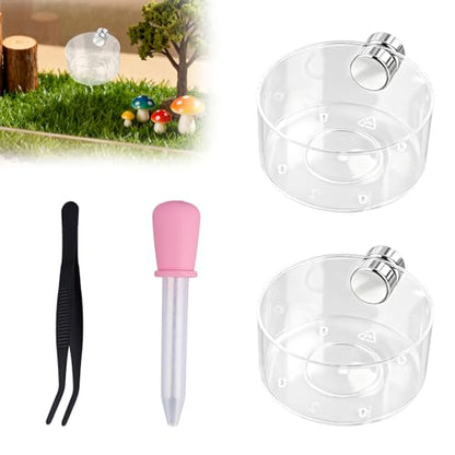4pcs Jumping Spider Feeding Dish Set, Including Magnetic Water Bowl Dishes Dropper & Tweezer Small Pets Food Magnet Accessories for Tarantulas Reptiles Enclosure Supplies Dispenser Hide