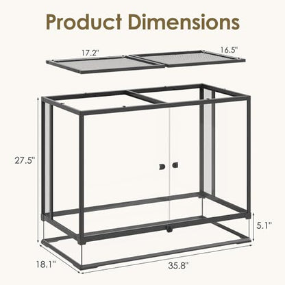 Erinnyees 74 Gallon Tall Reptile Terrarium, Large Vertical Reptile Enclosure with Front Opening Doors, Top Screen Ventilation, Raised Base and Cable Port for Crested Geckos, Anoles and Tree Frogs - size: 74 Gallon