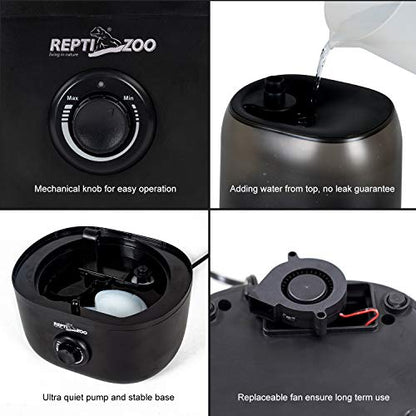 Repti Zoo 4L Reptile Humidifier, Large Reptile Mister Tank Fogger for Terrarium Vivarium