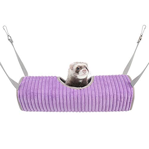 Ferret Tunnel Hanging Hammock Bed, Small Animal Rats Squirrel Toy - color: Purple