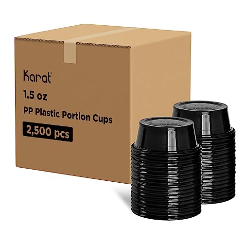 Karat [2500 ct] 1.5 oz Portion Cups - Polypropylene Condiment Cups for Dressings, Sauce, Souffle, Jello Shots Containers | Black FP-P150-PPB" - color: Black