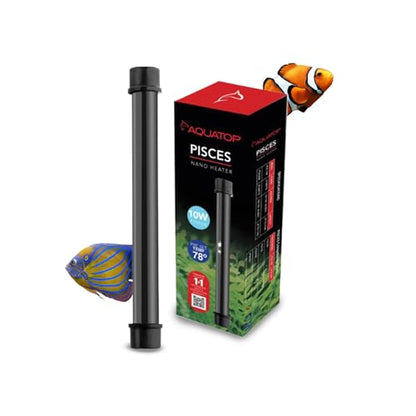 Aquatop 10W Pisces Nano Heater – Fully Submersible for Fish Tanks Up to 3 Gallons – Preset 78°F Thermostat – Heat-Resistant – PCS-10W - size: 10W