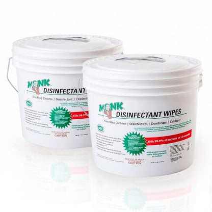 Monk Disinfecting Wipes (2 Buckets of 800 Count) for Commercial Facilities | Heavy Duty Cleaning Wipes - 3in1 Disinfectant, Deodorizer & Sanitizer Cleaning Supplies – All Purpose Cleaner for Home & Gym - size: 800 Count (Pack of 2)