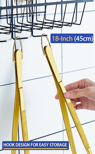 JETKONG 2 Pcs 18 Inch (45cm) Stainless Steel Grill Tongs Heavy Duty Giant Tweezer Tongs, Extra Large Tweezers Tools for Cooking, Grilling, BBQ and Turning Food (Gold) - color: Gold, size: 18+18 Inch