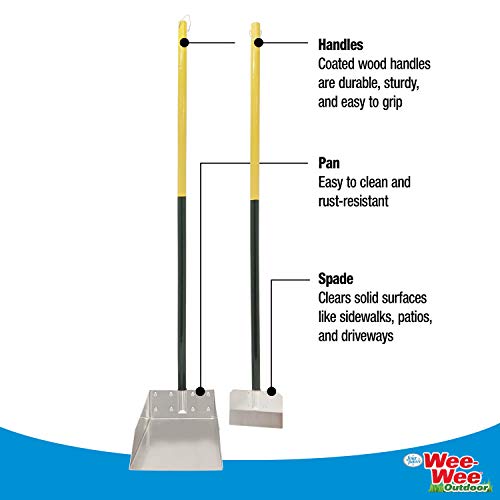 Four Paws Dog Spade & Scooper Set for Pet Waste Pick-Up, Small, 2 Count | Stainless steel long-handled dog waste tool, spade & pan design, easy pet waste pickup, 38" x 7" - size: Small, 7" x 7" x 38", style: Spade & Pan Set
