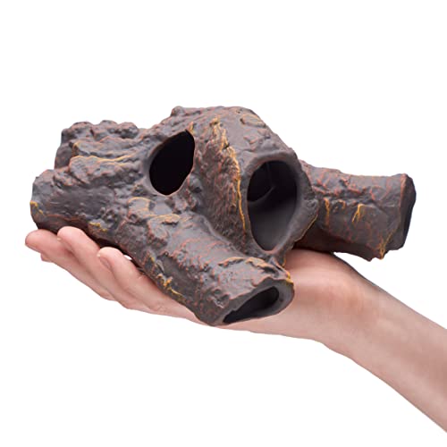 Aquarium Ceramic Decorations Cave Betta Stone Decor - Aquarium Fish Tank Hideway Decor for breeding Cichlids Plecos Betta Toys Hideout (Snag)