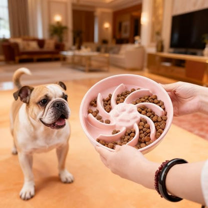 Ceramic Slow Feeder Dog Bowl, 3 Cup Dog Food or 25oz Water, Slow Eating Bowl for Middle Breed, Maze Puzzle Feeder for Fast Eaters, Anti-Choking Stop Bloat, Non-Slip BPA Free (Pink) - color: Pink