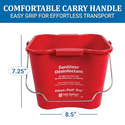 San Jamar Kleen-Pail Pro, Bucket with Handle for Cleaning Products in Commercial and Home Setting, 6 Qts, 1 Count, Red - size: 6 Quarts