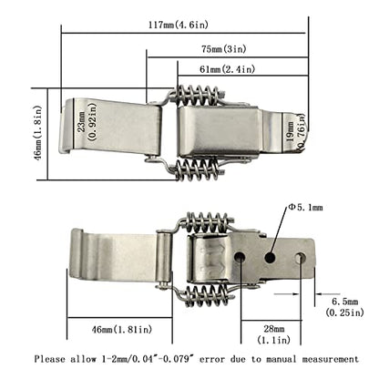 NRC&XRC Stainless Steel All in one Double Spring Locking Latch hasps Chest Toggle Catch Clasp Furniture Hardware Accessories w/Screws (2, L), DK 7789L-2 - size: Large
