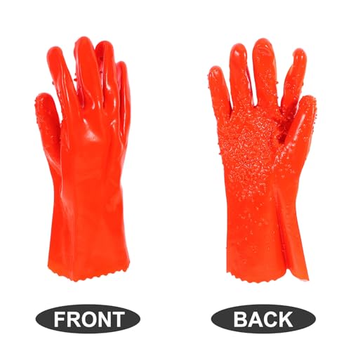 WOONEKY 6 Pairs Heavy Duty PVC Waterproof Sewer Snake Gloves Oil and Acid Resistant Work Gloves for Men Reusable for Plumbing Fishing and Gardening Tasks