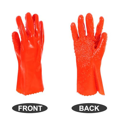 WOONEKY 6 Pairs Heavy Duty PVC Waterproof Sewer Snake Gloves Oil and Acid Resistant Work Gloves for Men Reusable for Plumbing Fishing and Gardening Tasks
