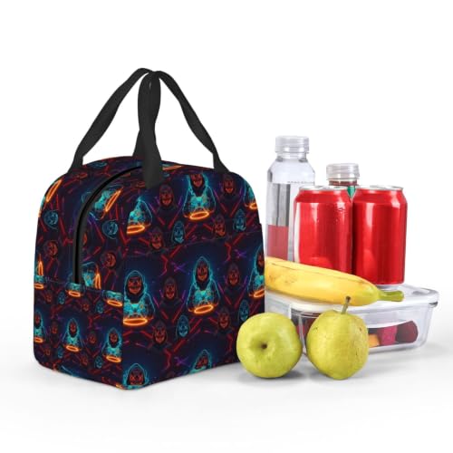 Adult Video Games Print Insulated Lunch Tote Portable | Video Games Player Art, Waterproof Reusable Thermal Bag, Side Pocket for Daily Outdoor Use - color: Pattern (863)