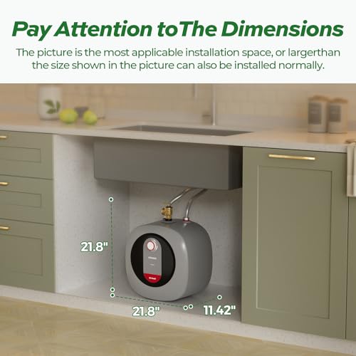 FOGATTI Mini Tank Water Heater Electric, 2.5 Gallon Point of Use Hot Water Solution for Under Sink 110V 120V - size: 2.5 Gal