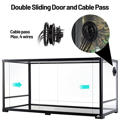 50 Gallon Reptile Tank, Glass Reptiles Terrarium 36" x 18" x 18", Sliding Door, Top Ventilation, Cable Pass, Humidify Hole, Glass Reptile Cage Habitat for Bearded Dragon, Lizard, Snake, Gecko - size: 36" x 18" x 18"